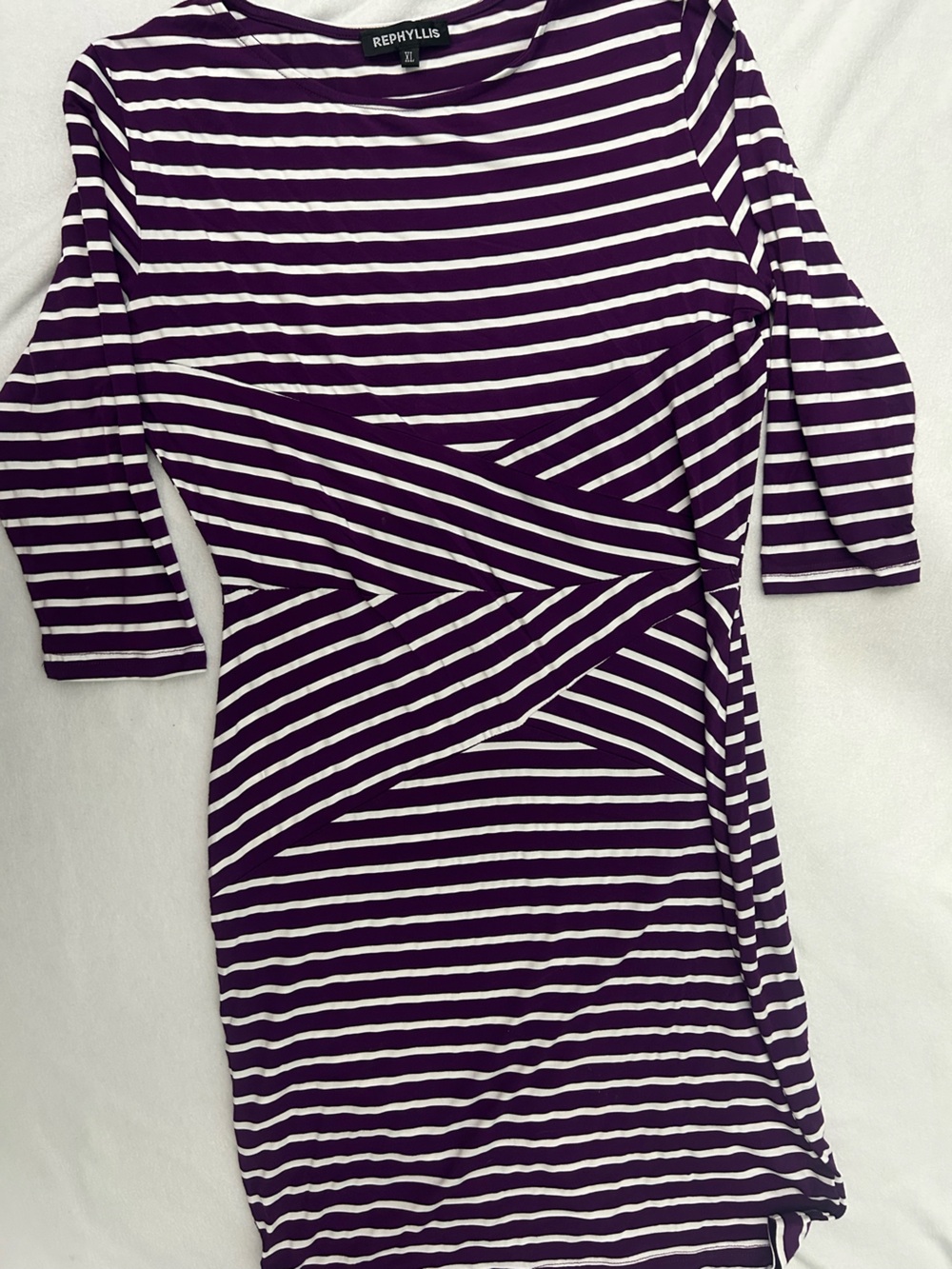 Rephyllis Purple & White Striped Women's Dress